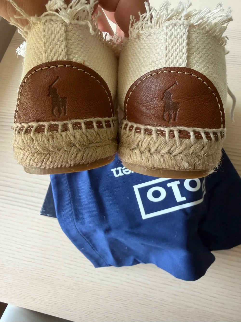 Polo by Ralph Lauren Cream Frayed Canvas Espadrille Sneakers